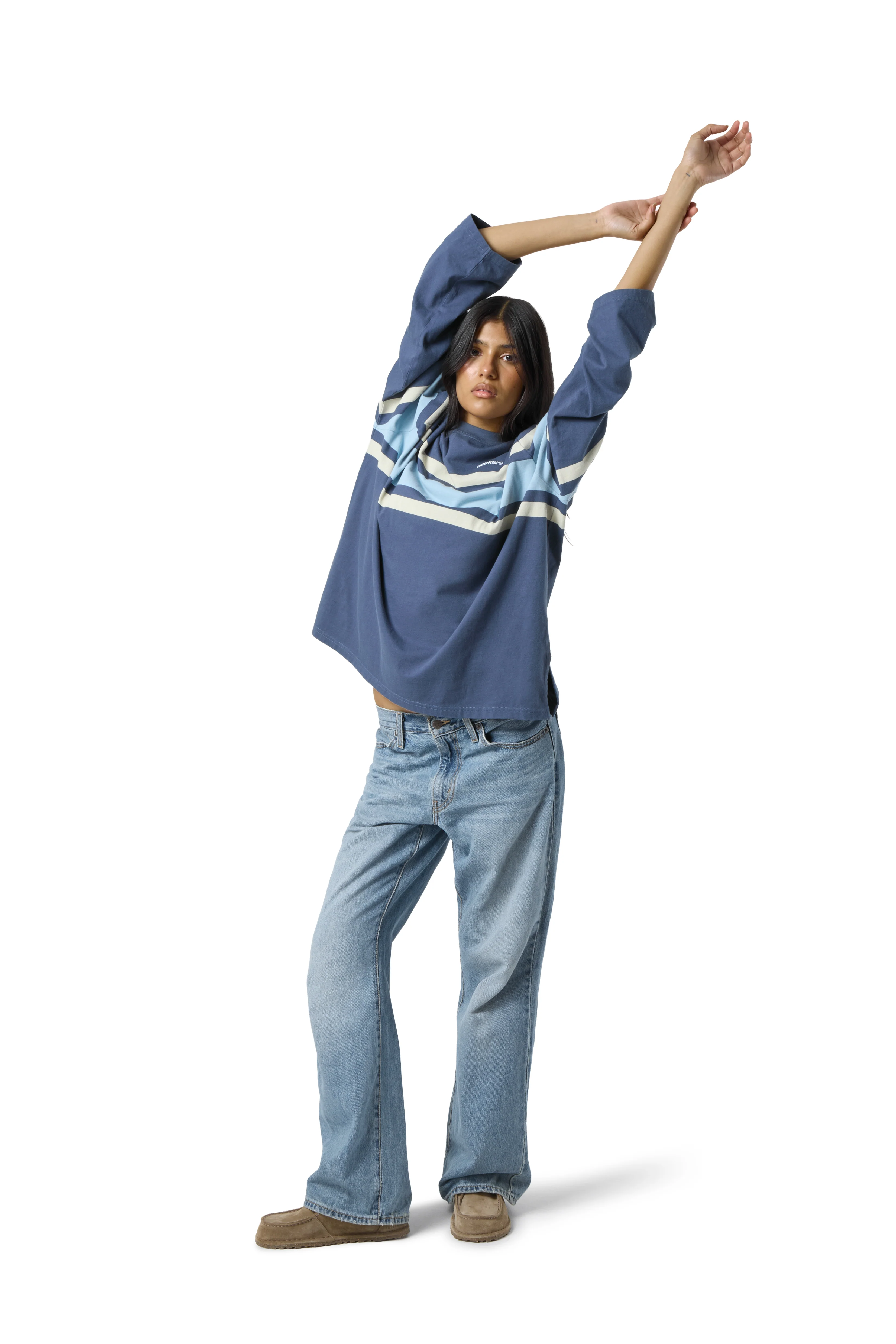 Boardwalk Long Sleeve Tee in Mid Blue - Image 5