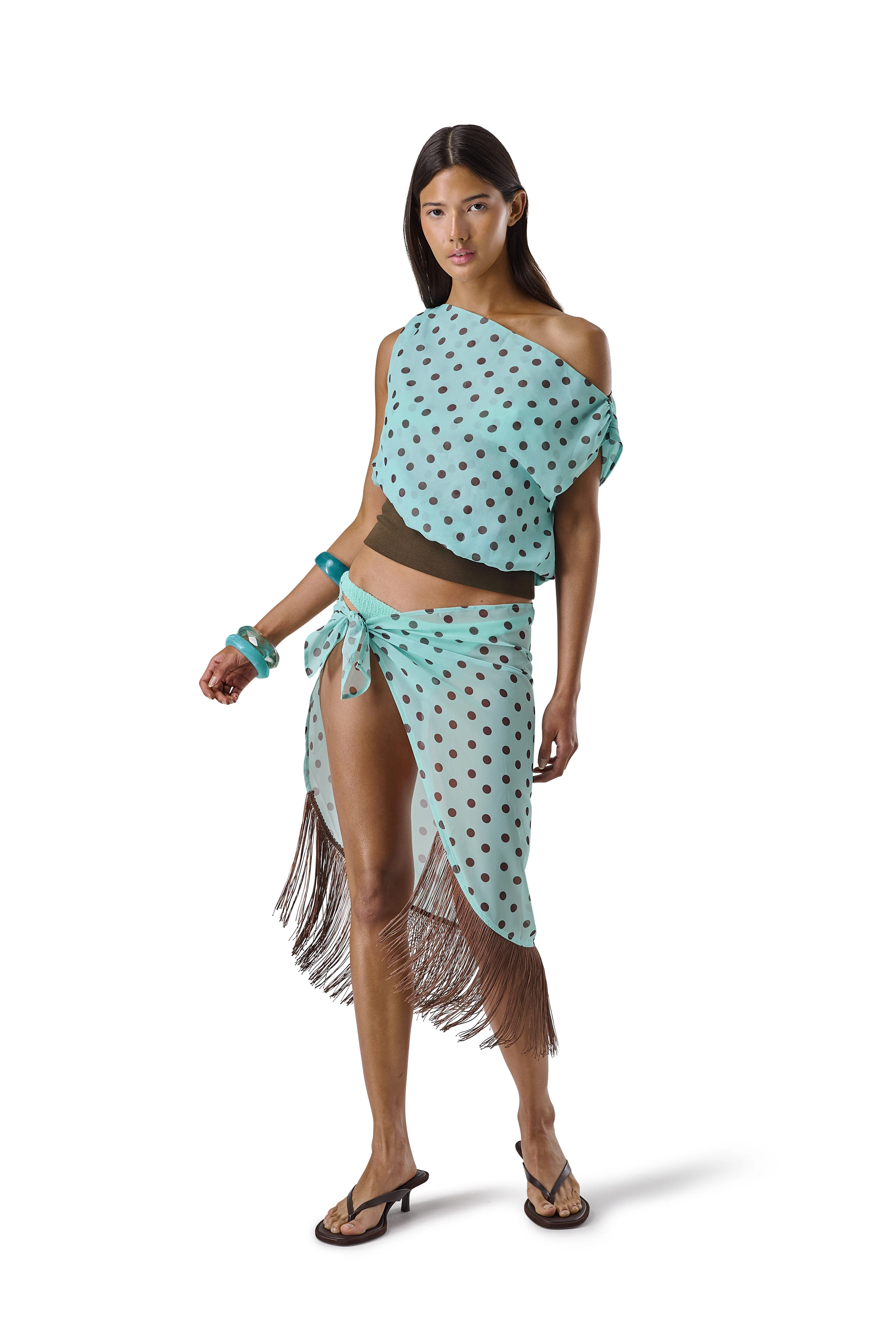 Bruna Off-Shoulder Top in Teal - Image 2