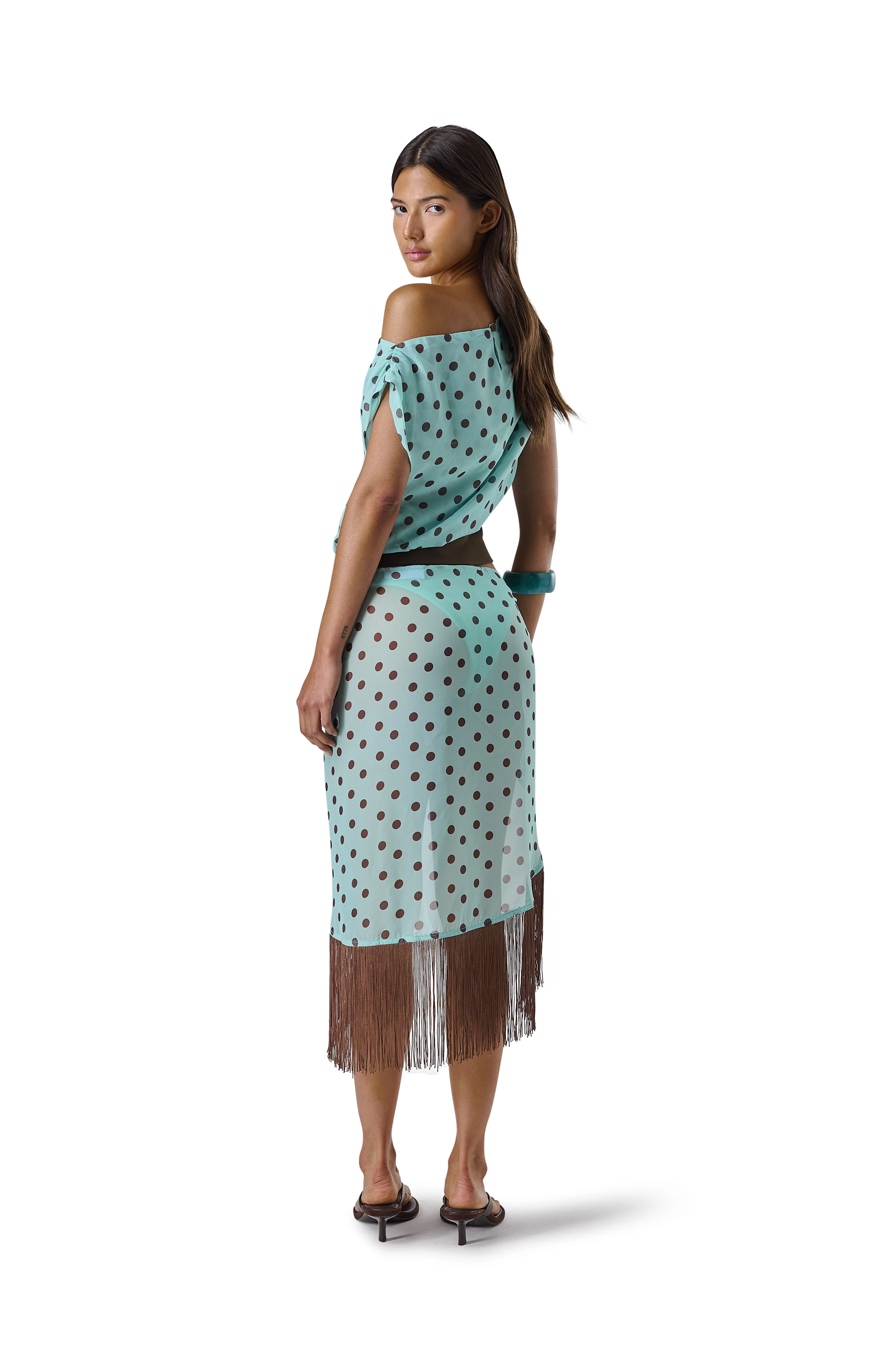 Bruna Off-Shoulder Top in Teal - Image 3
