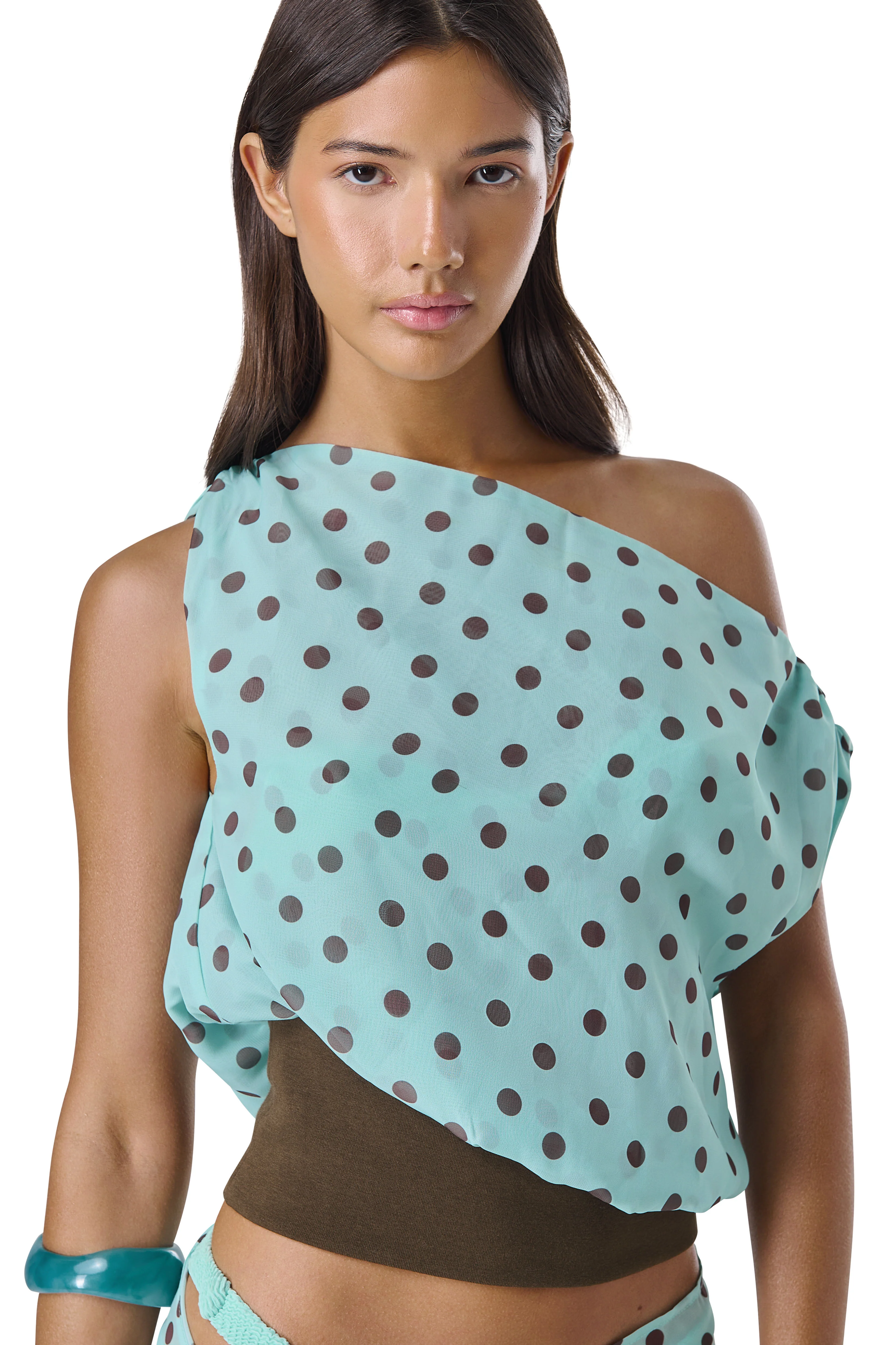 Bruna Off-Shoulder Top in Teal - Image 6