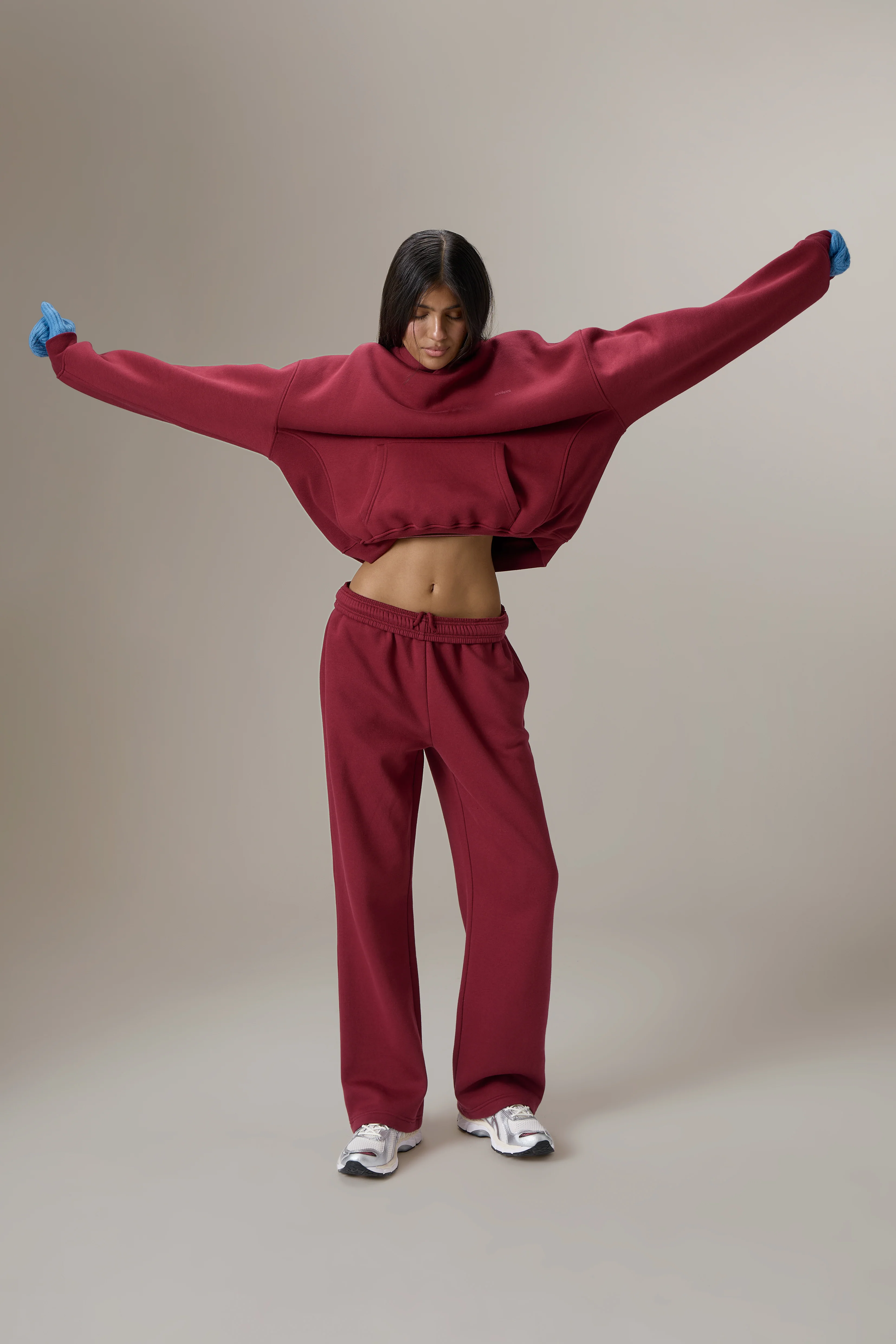 Seekers Classic Wide Leg Sweatpants in Burgundy - Image 5