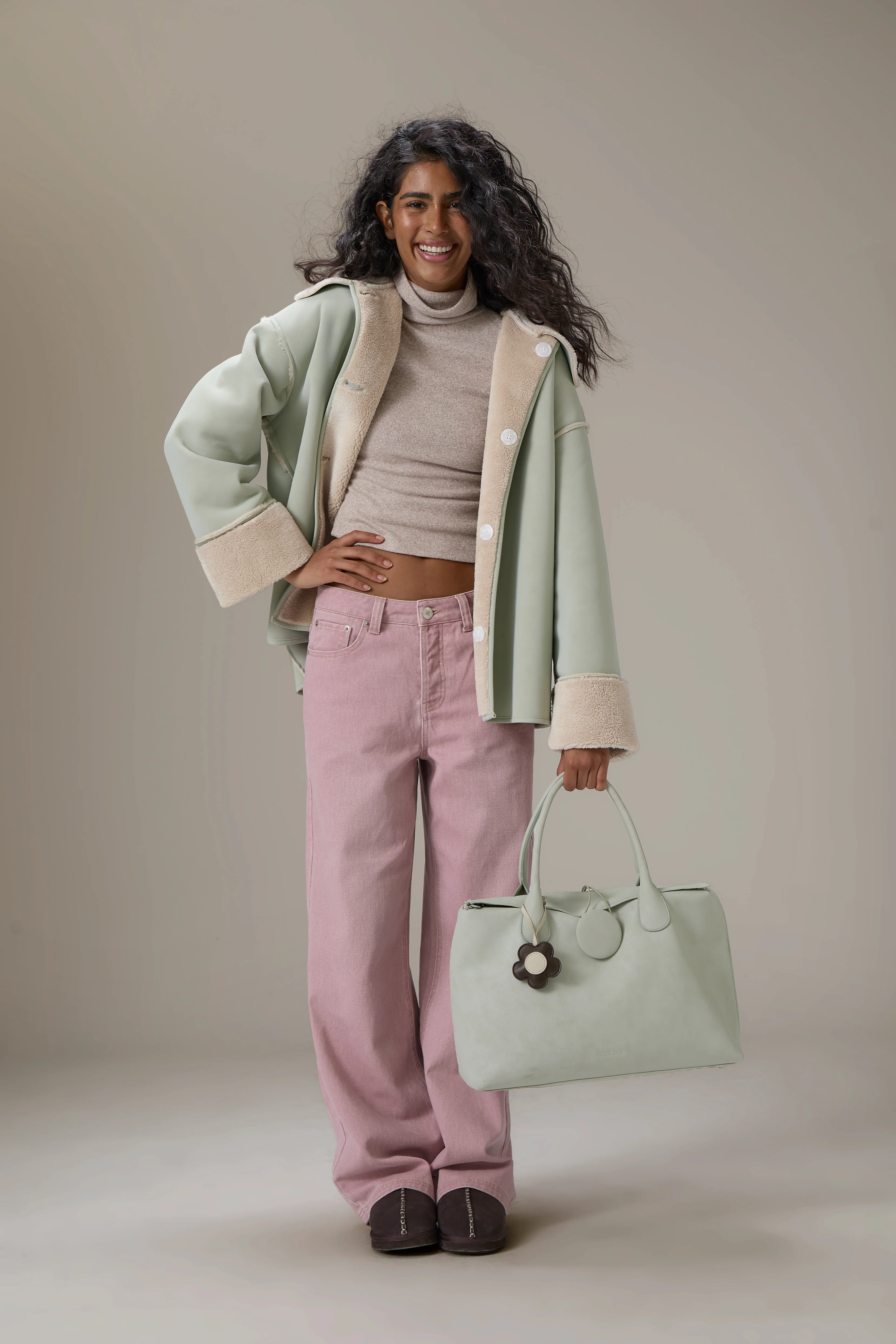 Tully Button Carryall Bag in Mint Foam - Image 3