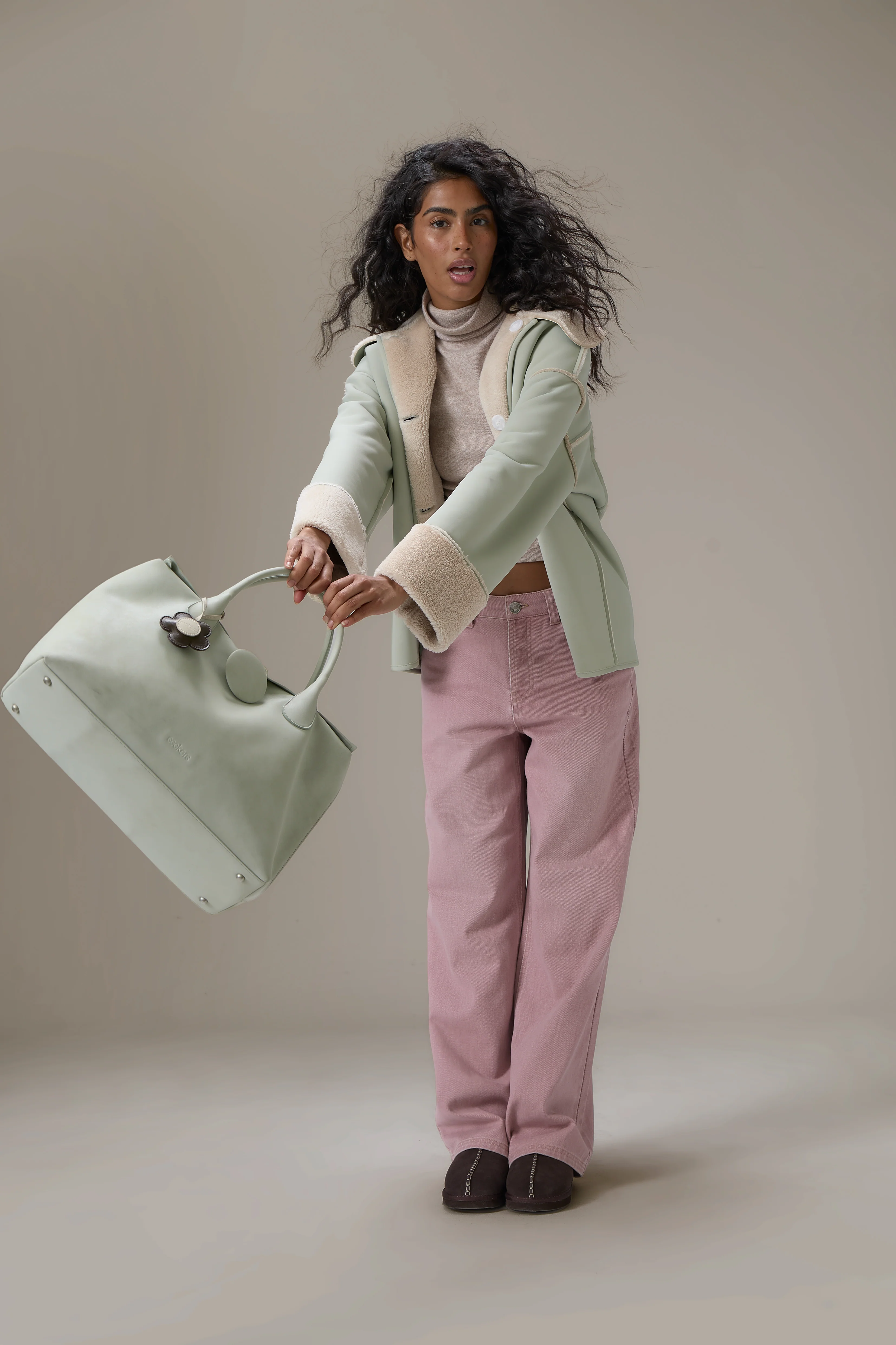 Tully Button Carryall Bag in Mint Foam - Image 5