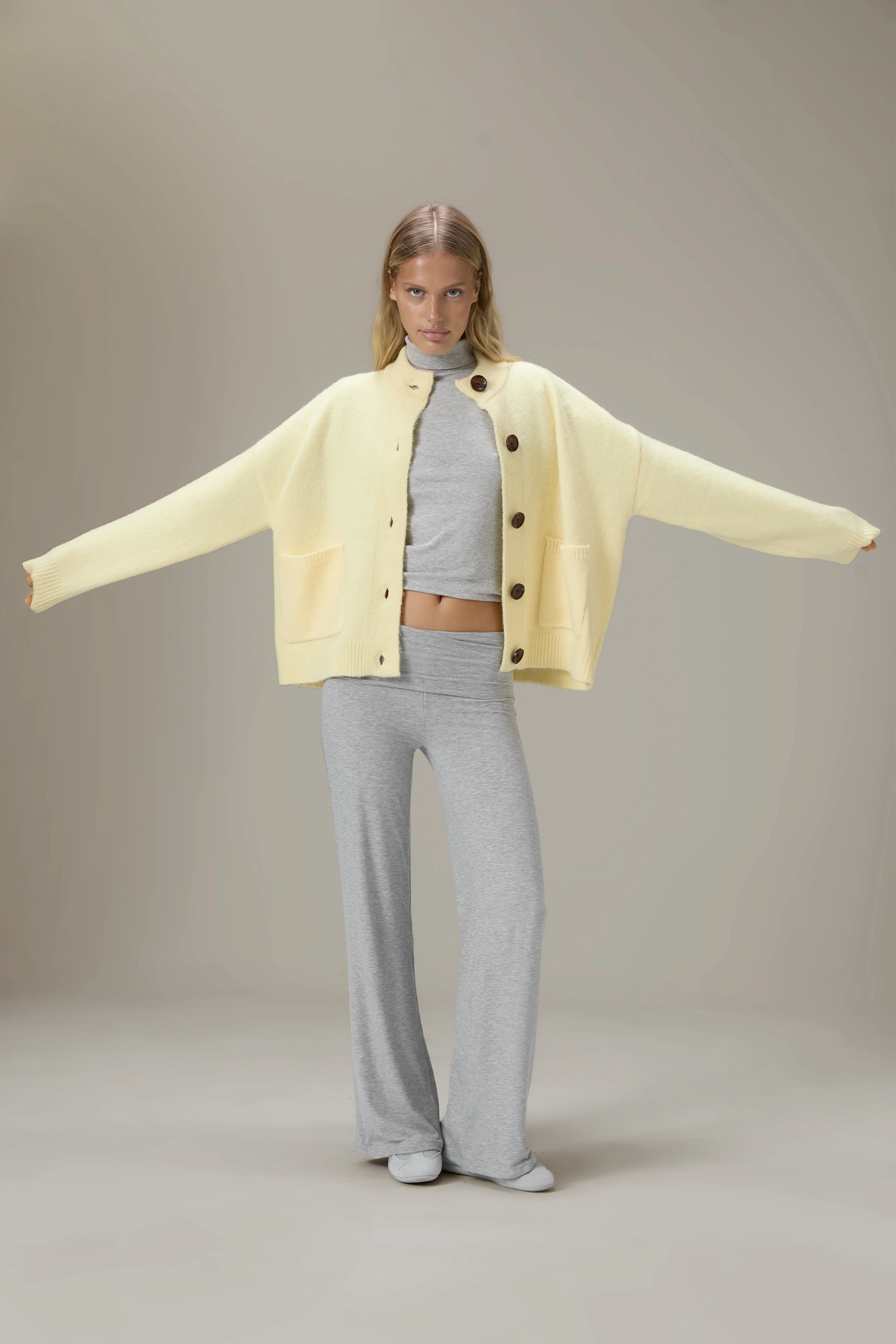 Eccles Button Cardigan in Butter Yellow - Image 6