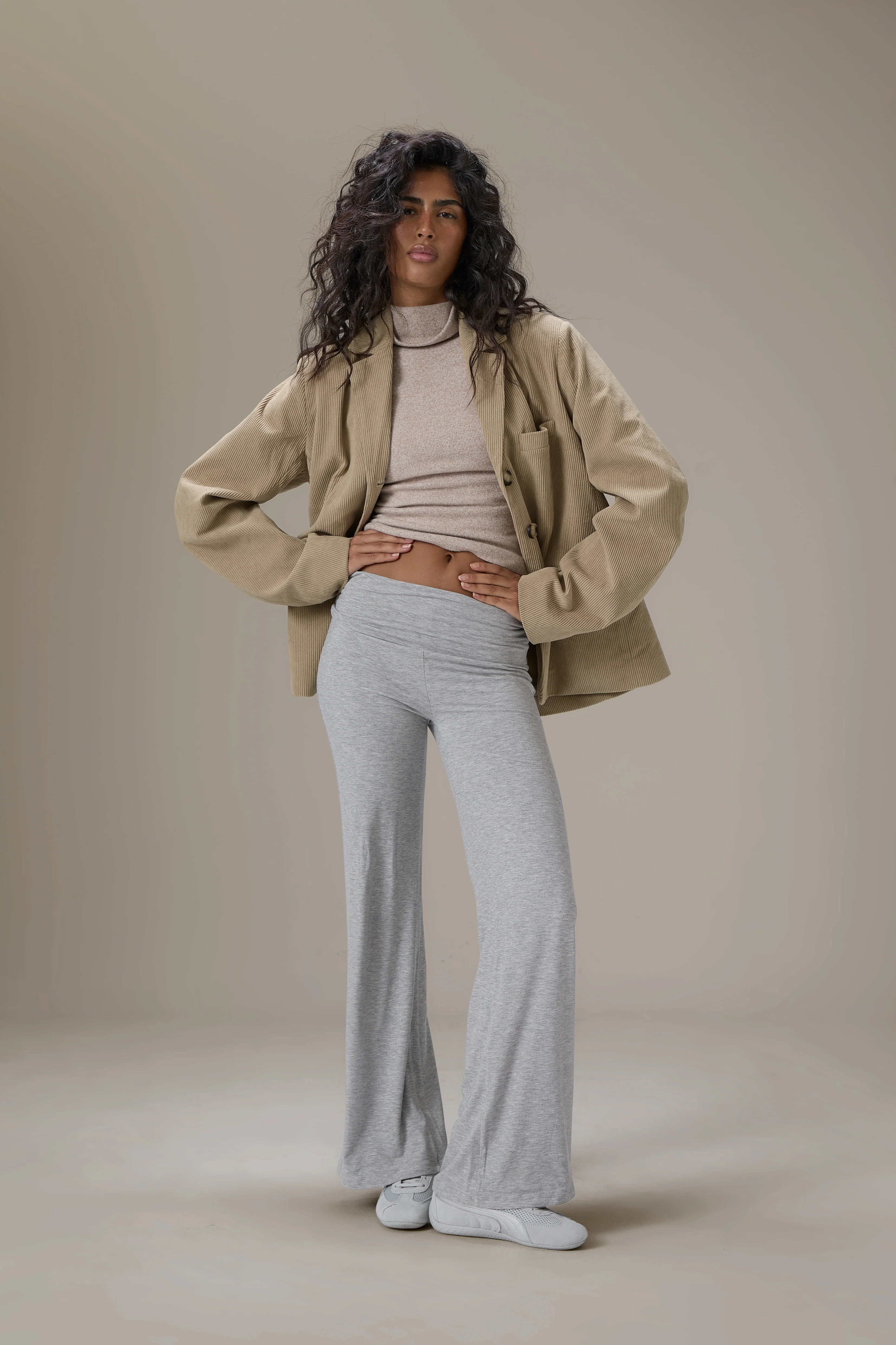 Malt Oversized Cord Blazer in Classic Beige - Image 2