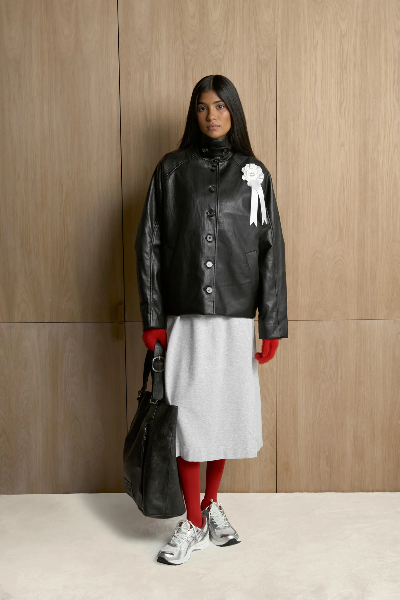 Hollies Classic Faux Leather Jacket in Black - Image 4