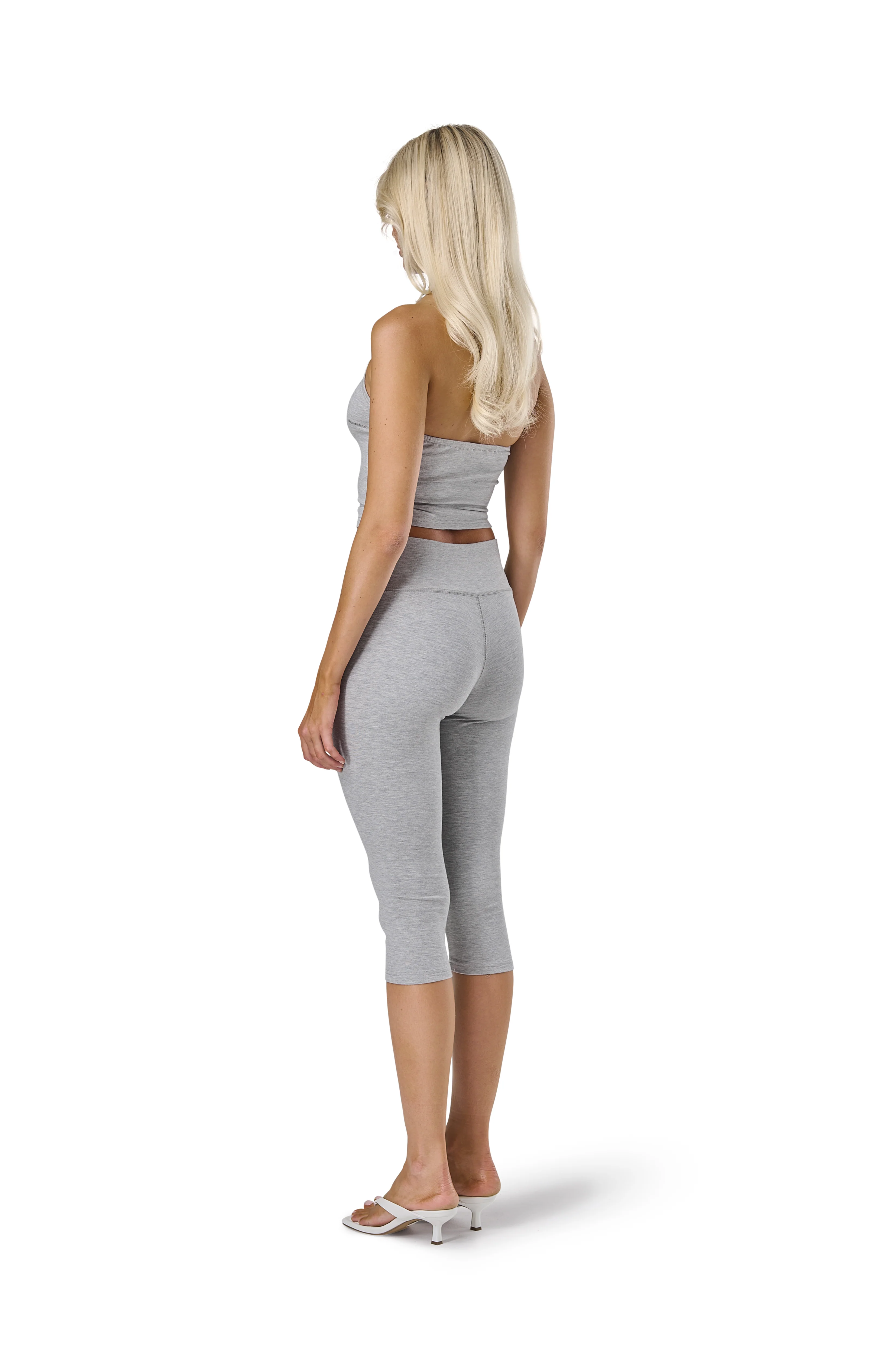 Huggie Capri Leggings in Marl Grey - Image 2