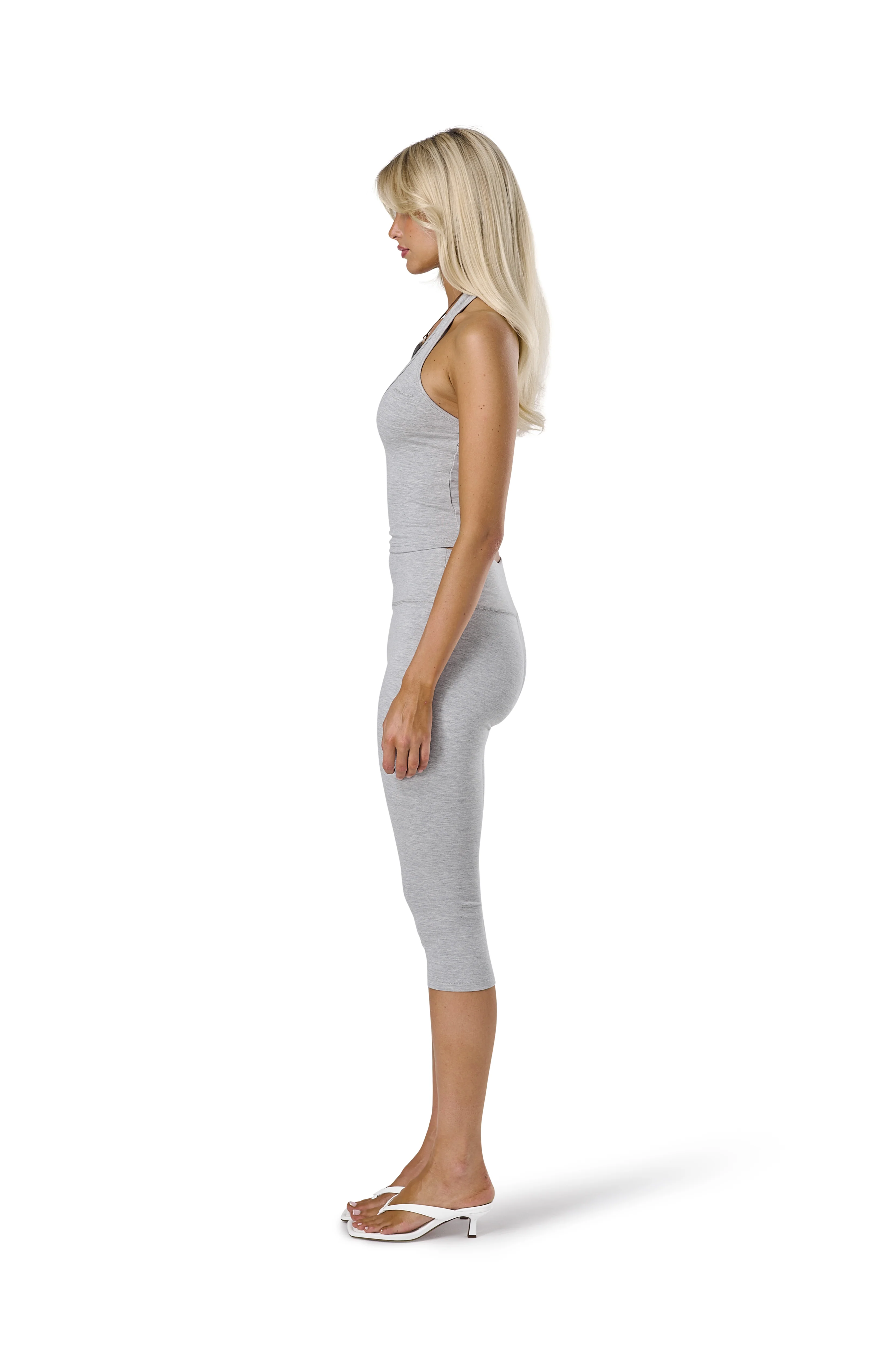 Huggie Capri Leggings in Marl Grey - Image 4