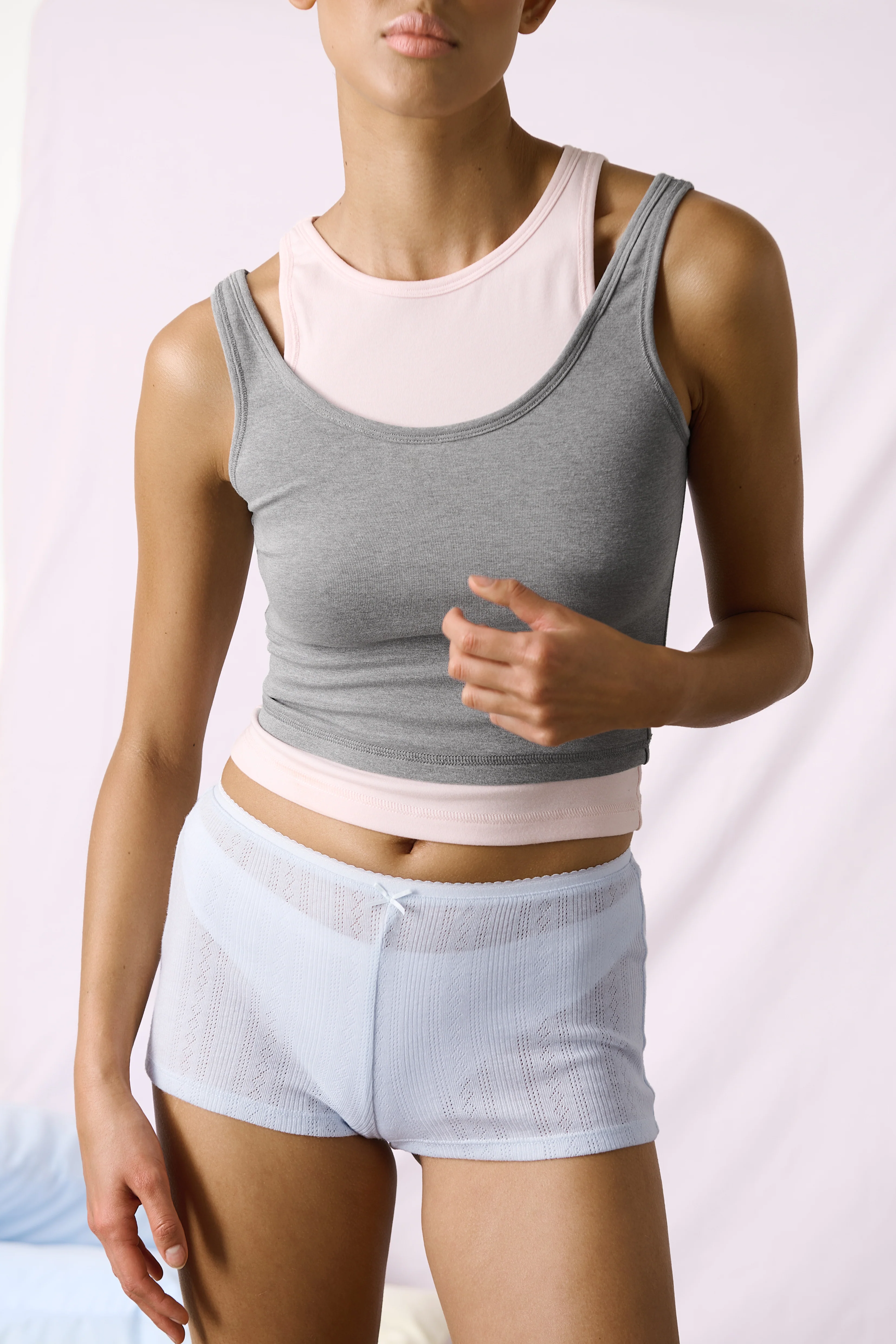 Huggie Layered Vest Top in Mid Grey - Image 4