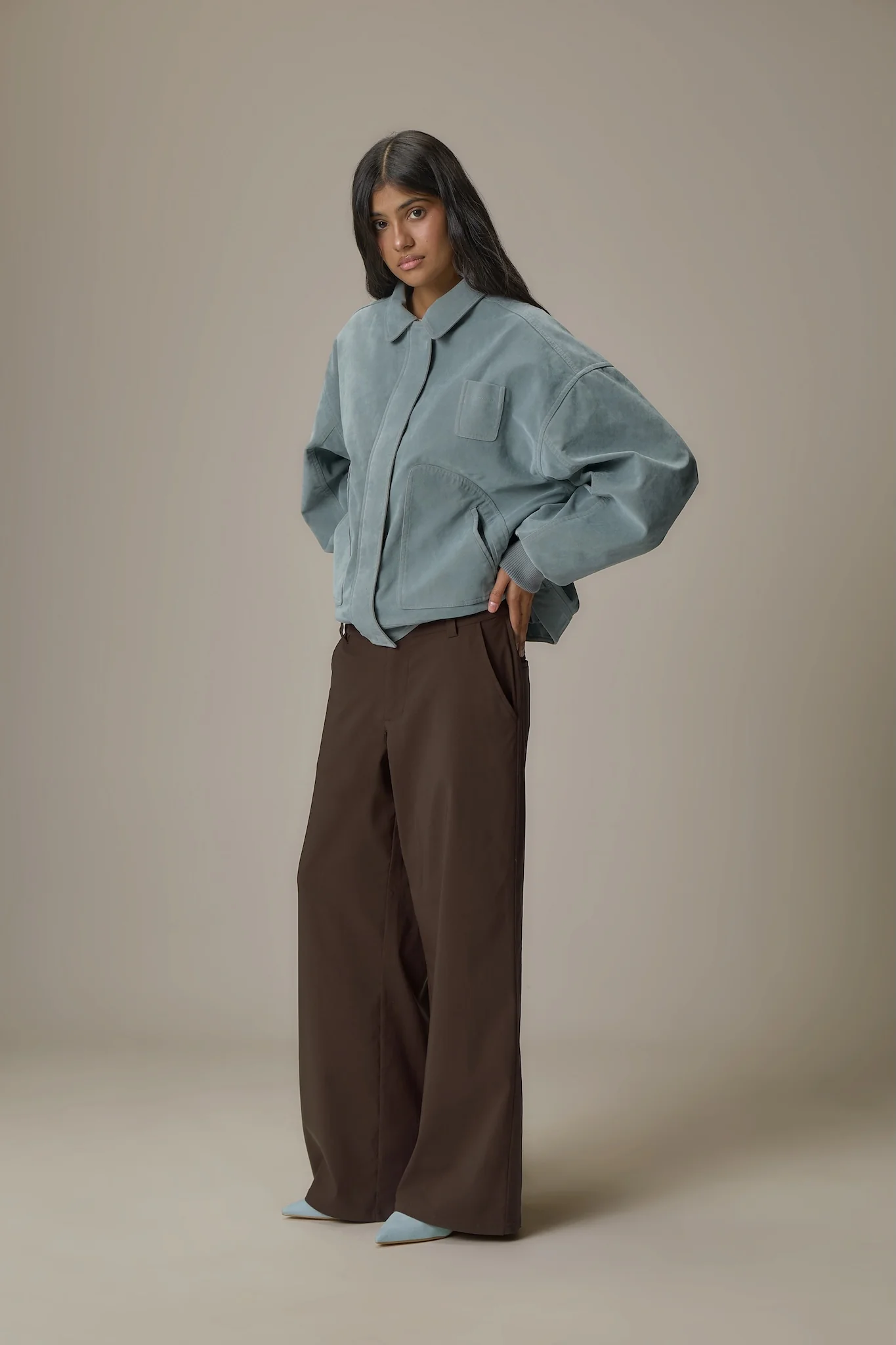 Martha Faux Suede Jacket in Blue - Image 3