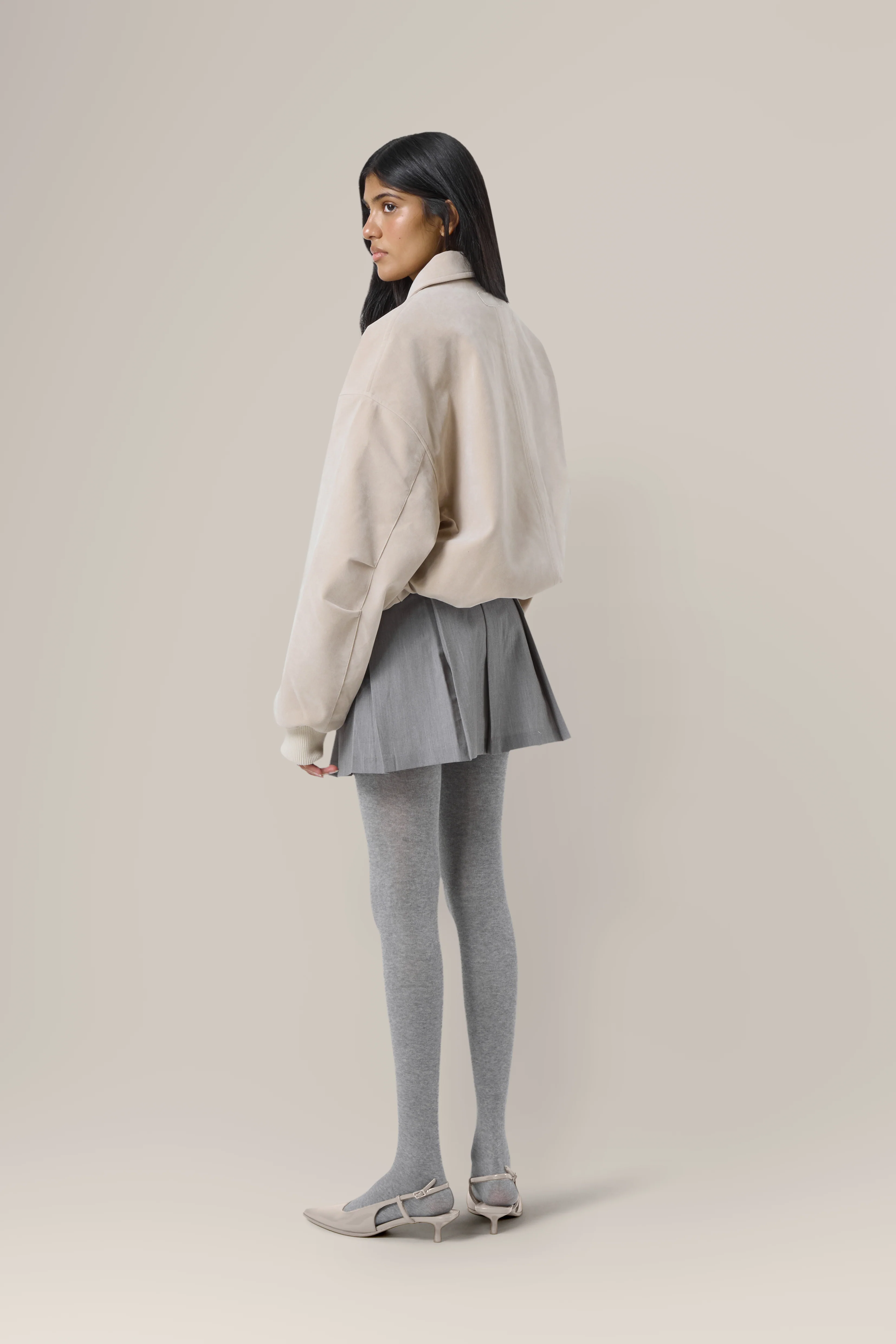 Martha Faux Suede Jacket in Beige - Image 3