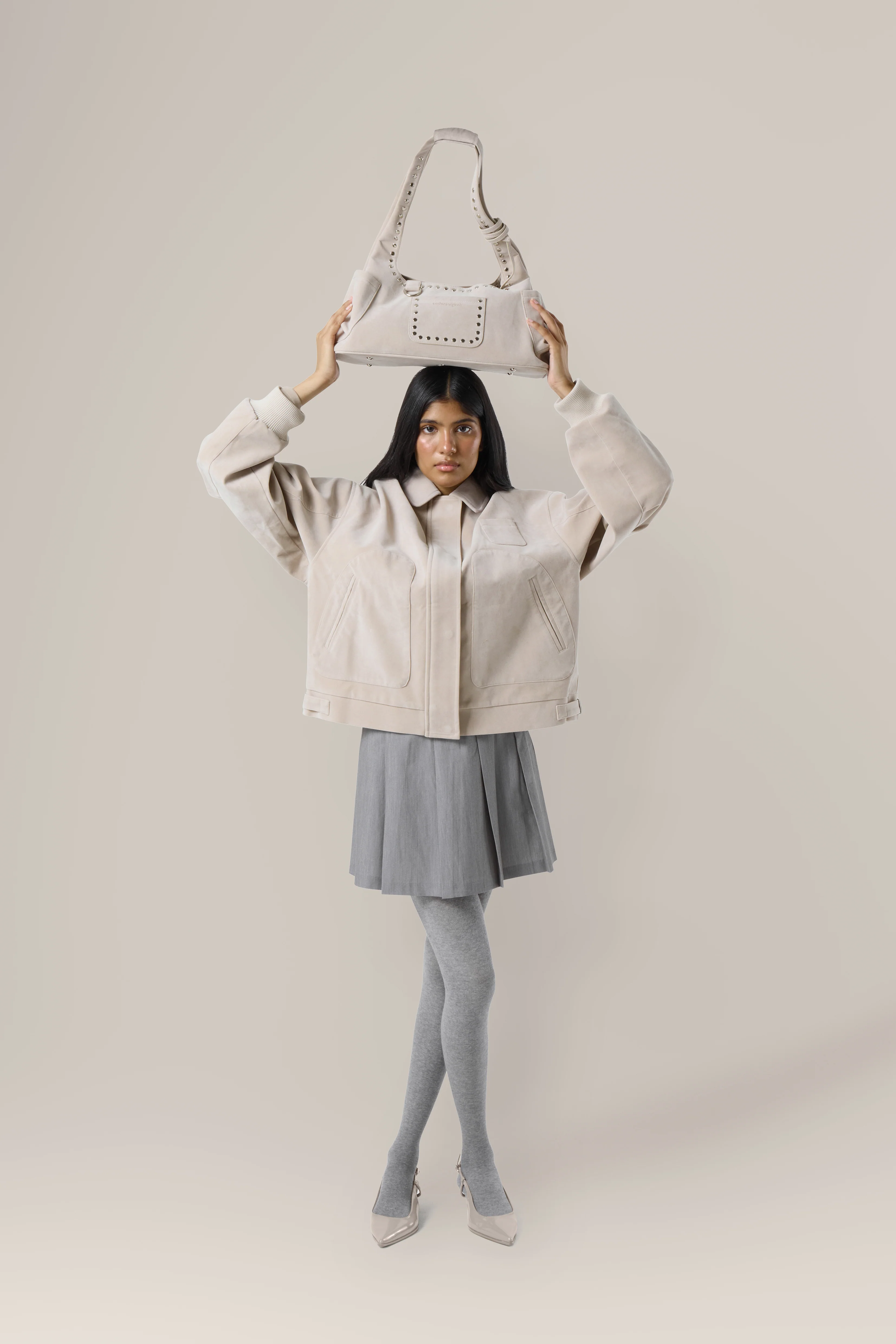Martha Faux Suede Jacket in Beige - Image 7
