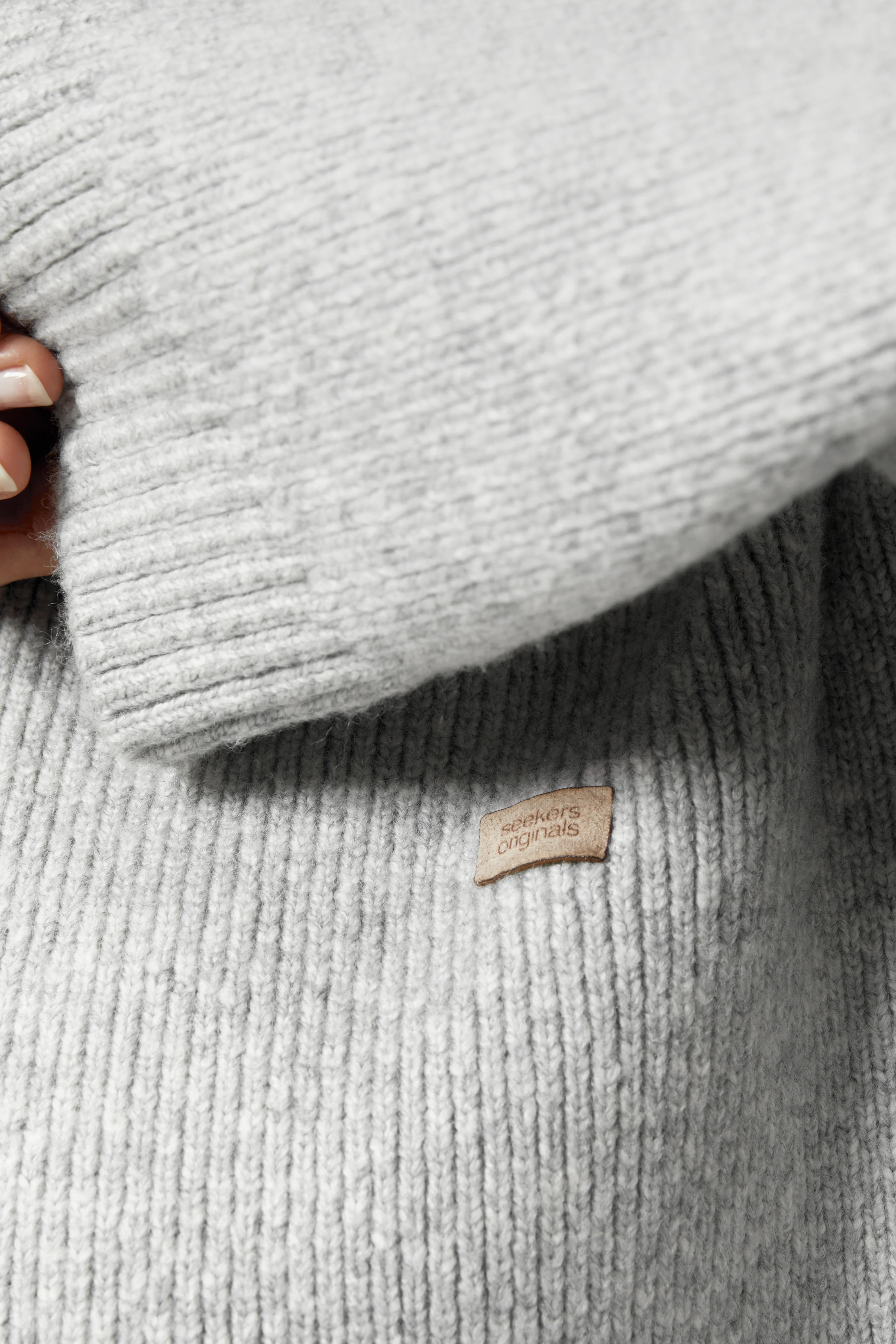 Originals Knit Zip Up in Light Grey - Image 5