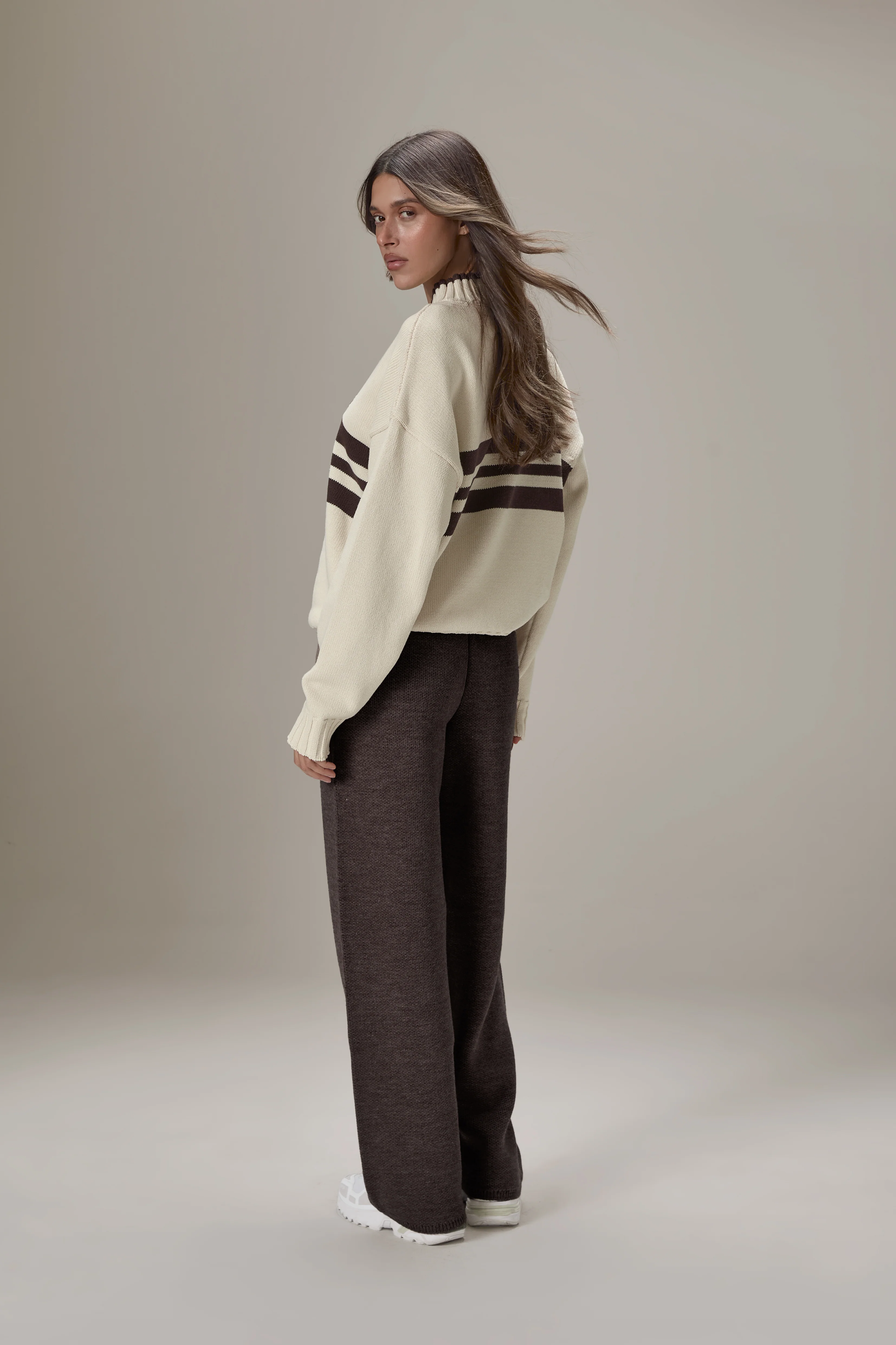 Peggy Logo Knit Sweater in Cream - Image 2