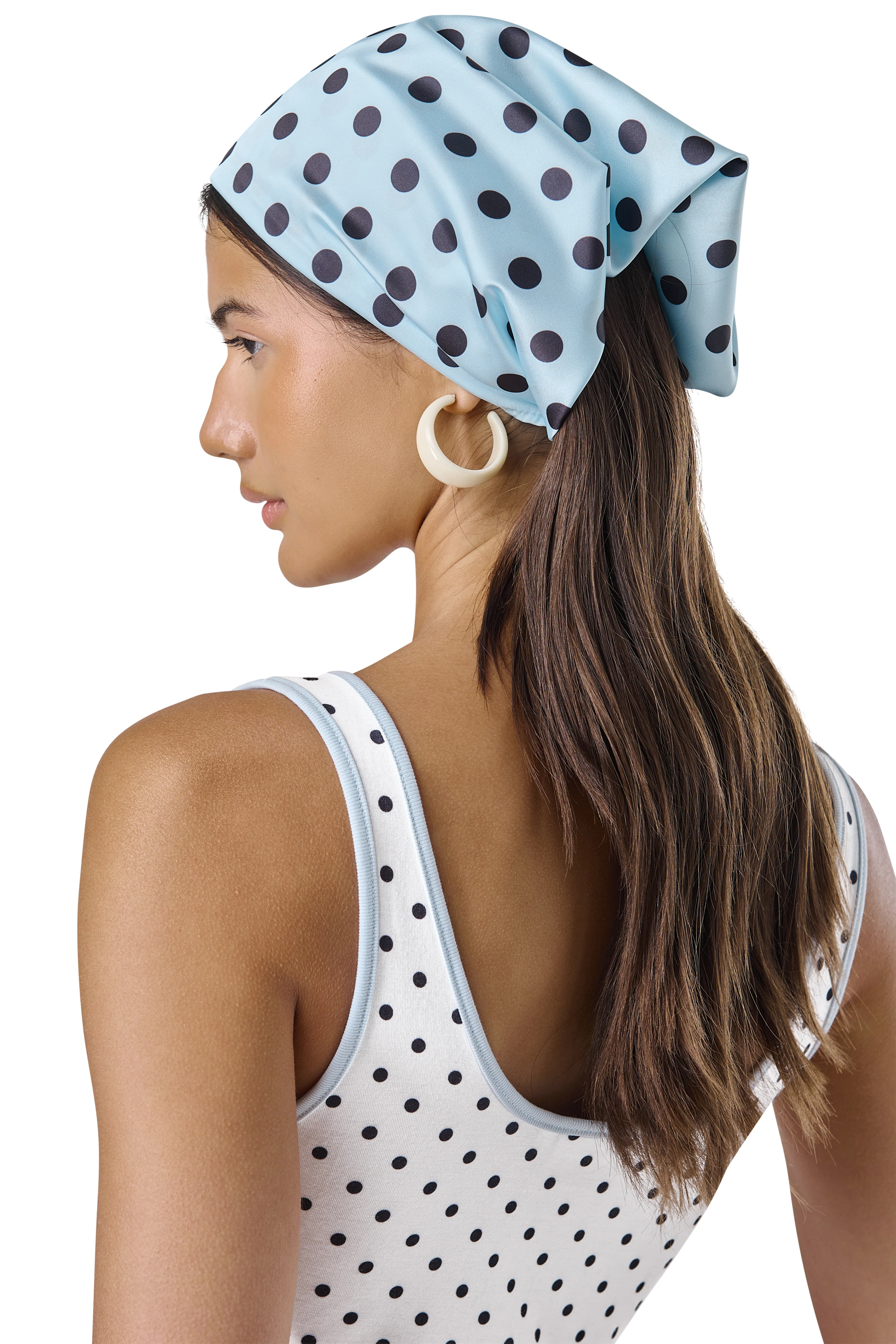 Polka Scarf in Powder Blue - Image 3