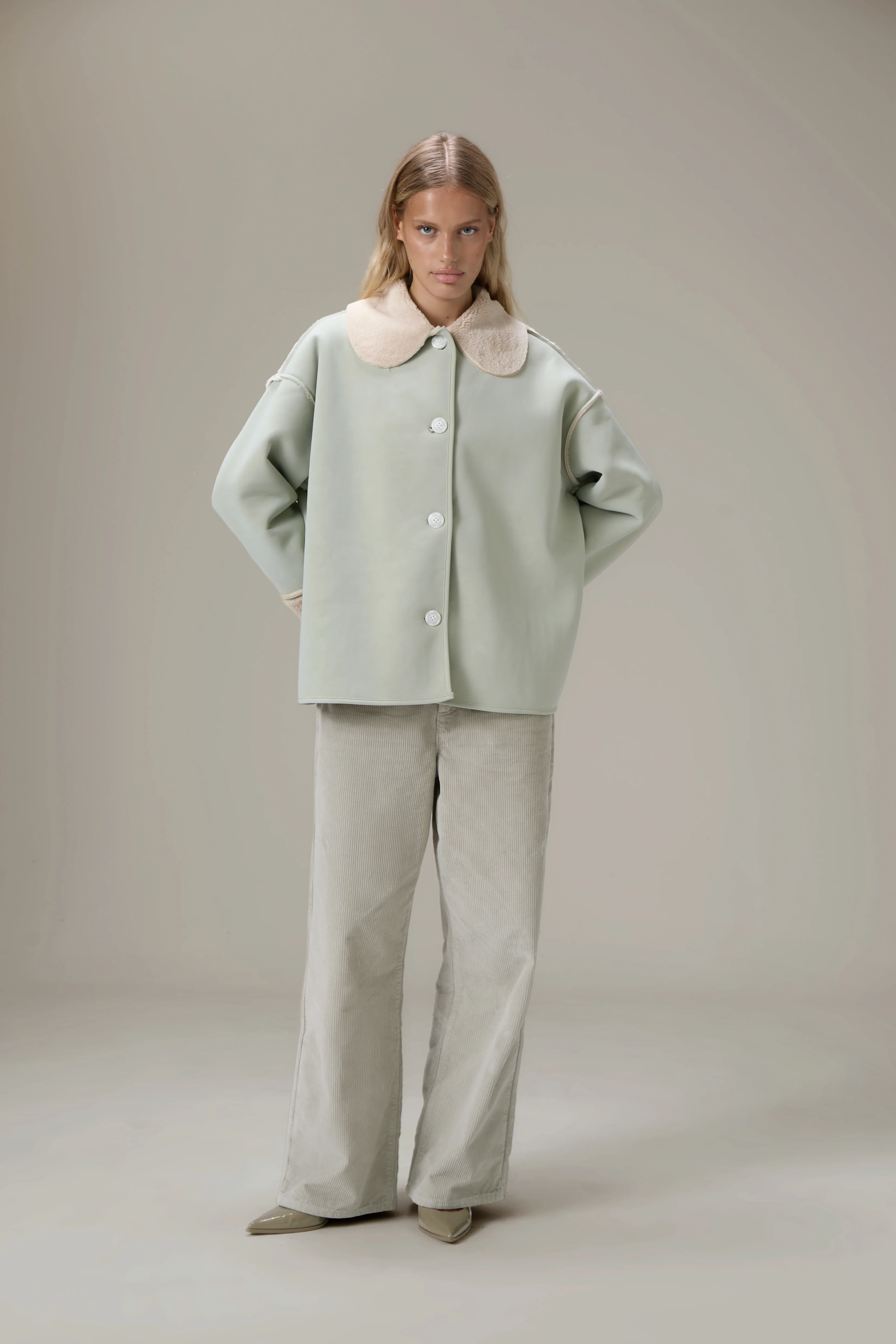 Tully Reversible Coat in Mint Foam - Image 2