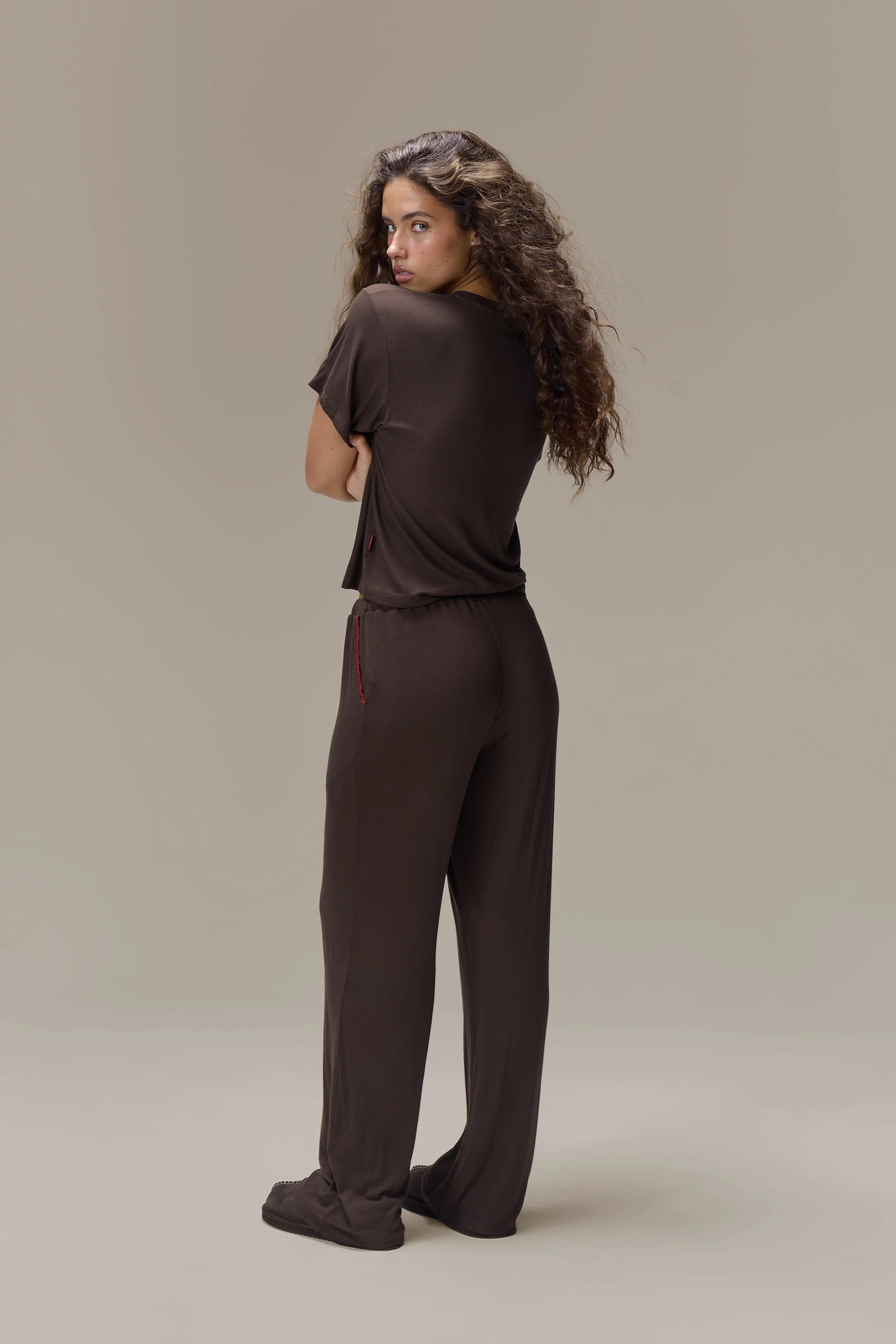 Seekers Sleepwear Modal Jersey Tee in Brown - Image 3