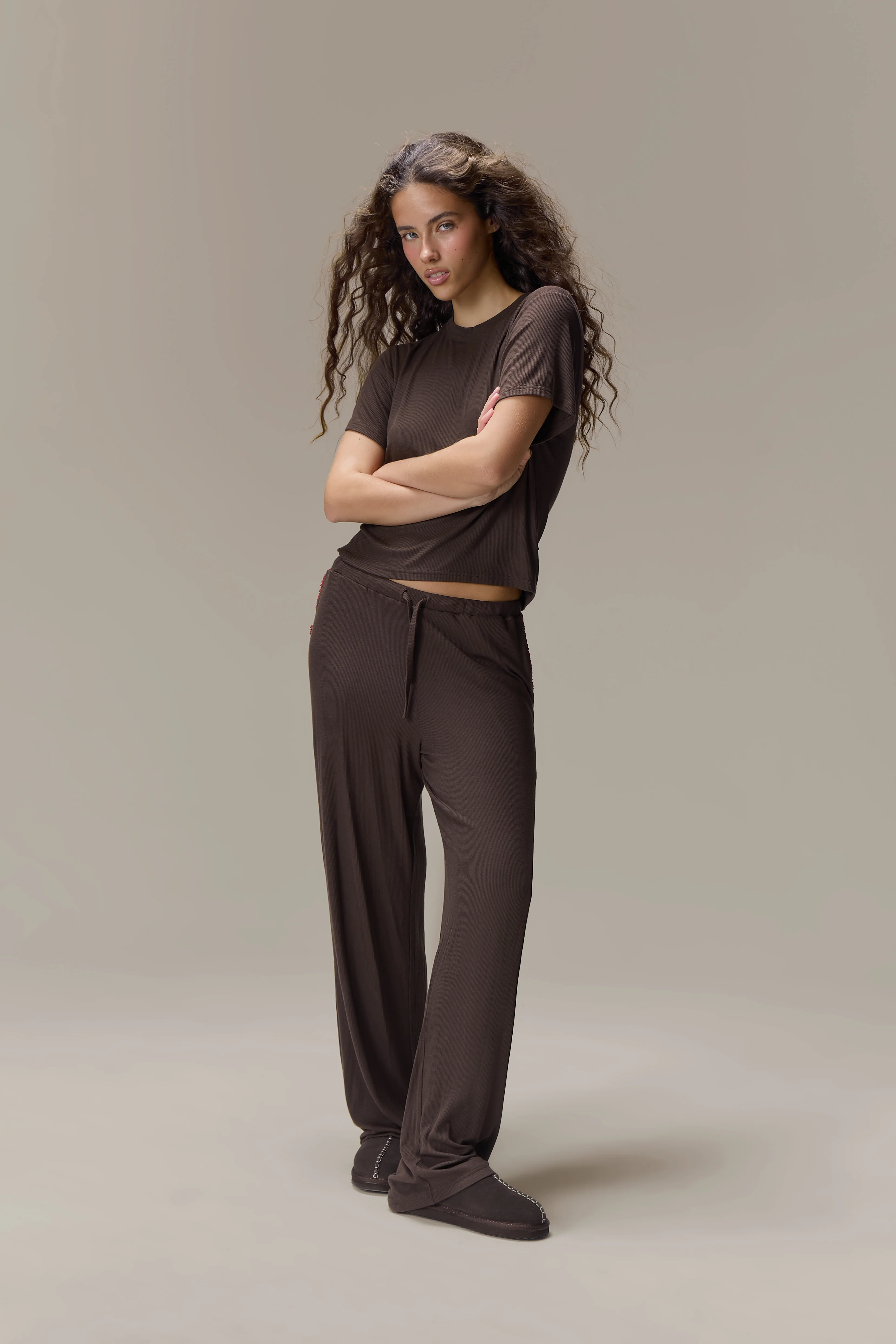 Seekers Sleepwear Modal Jersey Tee in Brown - Image 5