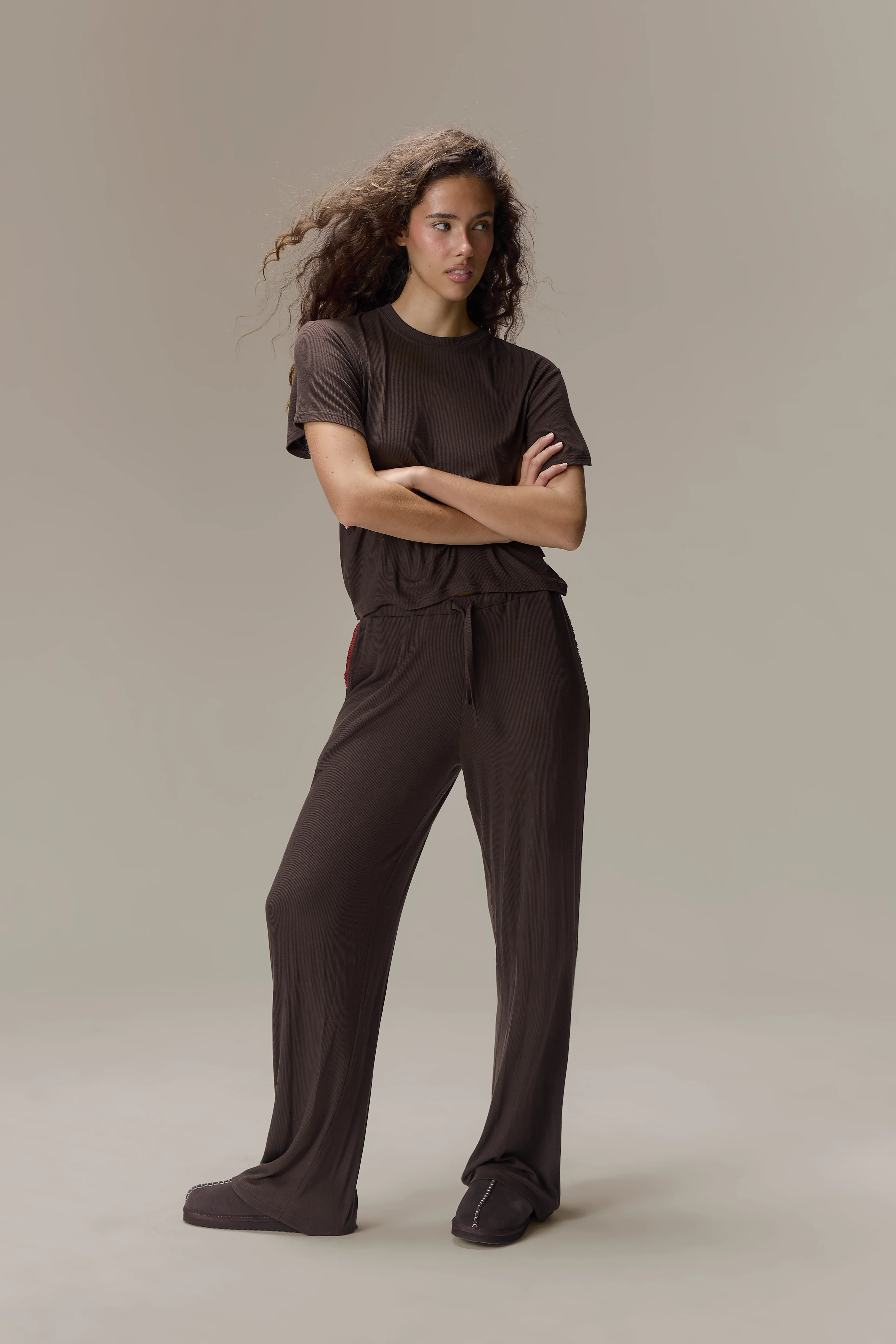 Seekers Sleepwear Modal Jersey Tee in Brown - Image 7