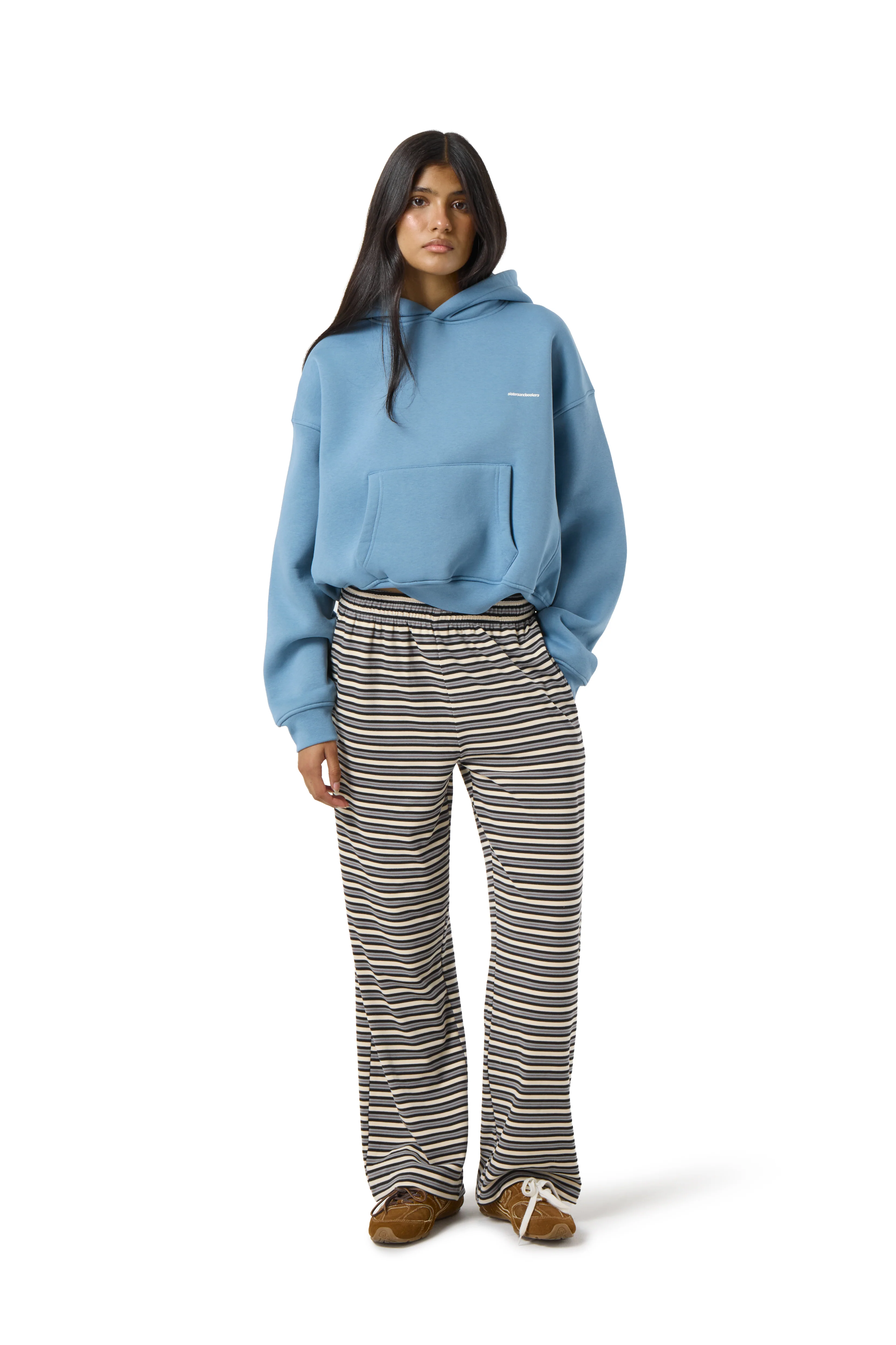 Trademark Shrunken Hoodie in Mid Blue - Image 4