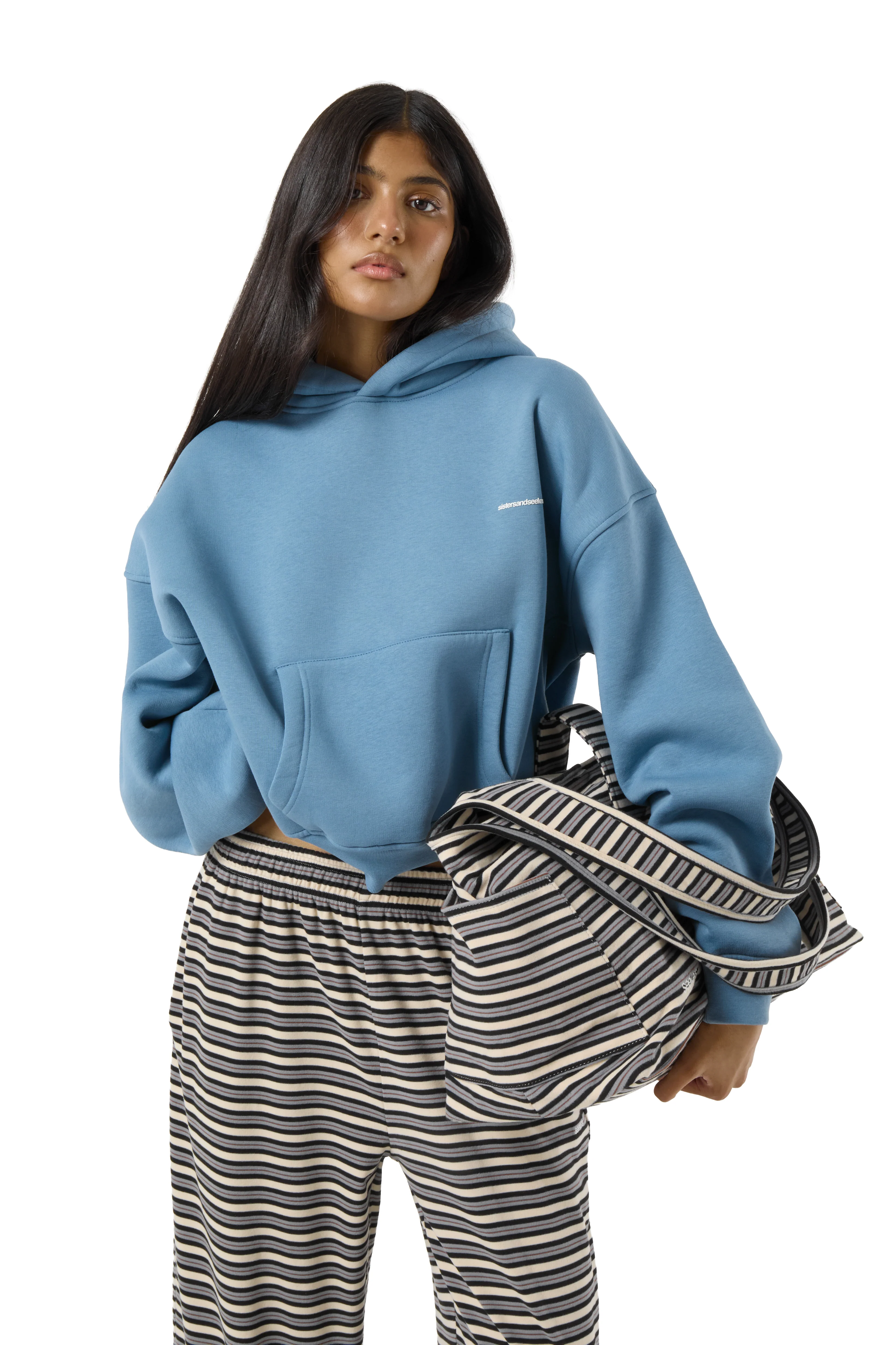 Trademark Shrunken Hoodie in Mid Blue - Image 5