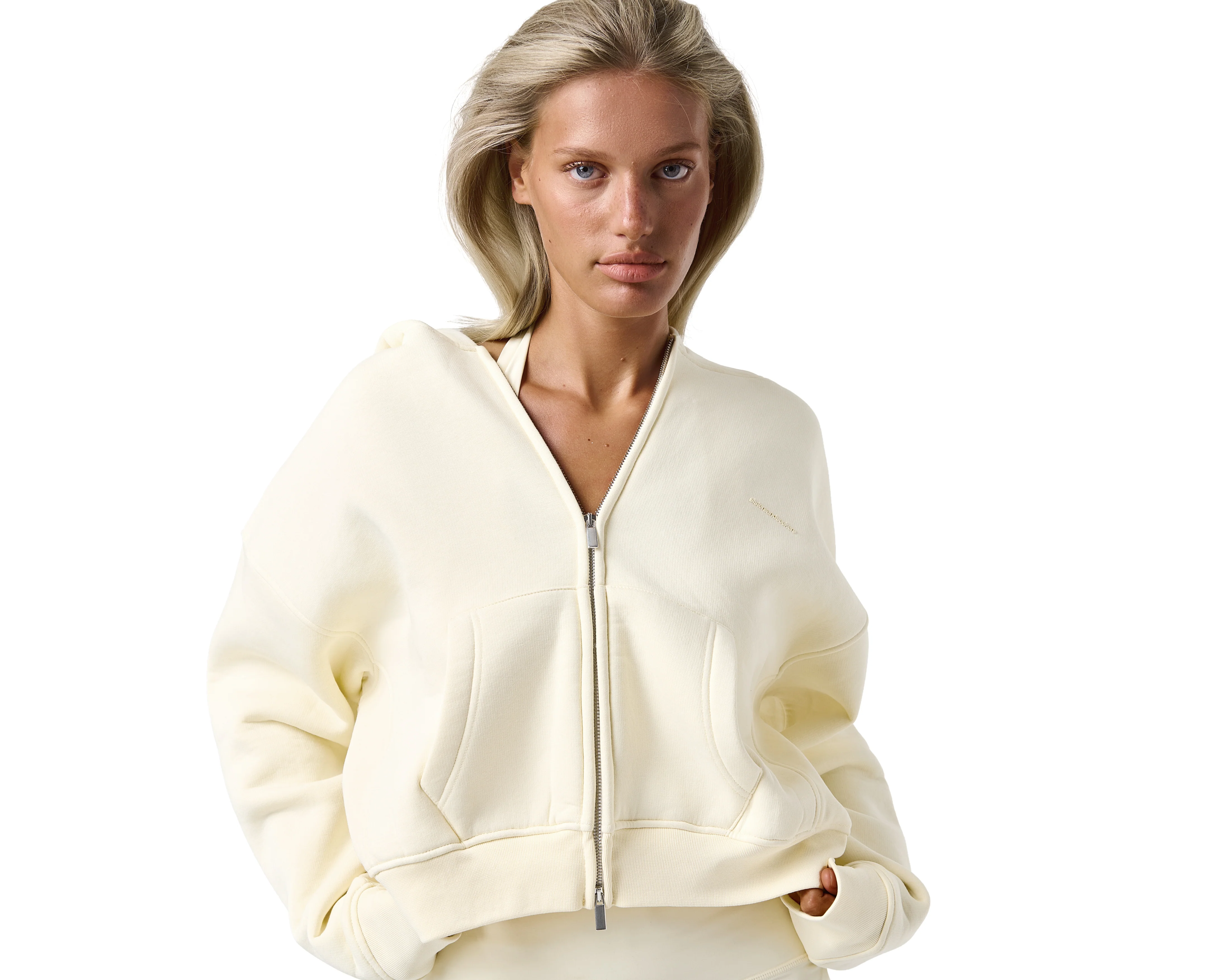 Trademark Shrunken Zip Up in Butter Yellow - Image 6