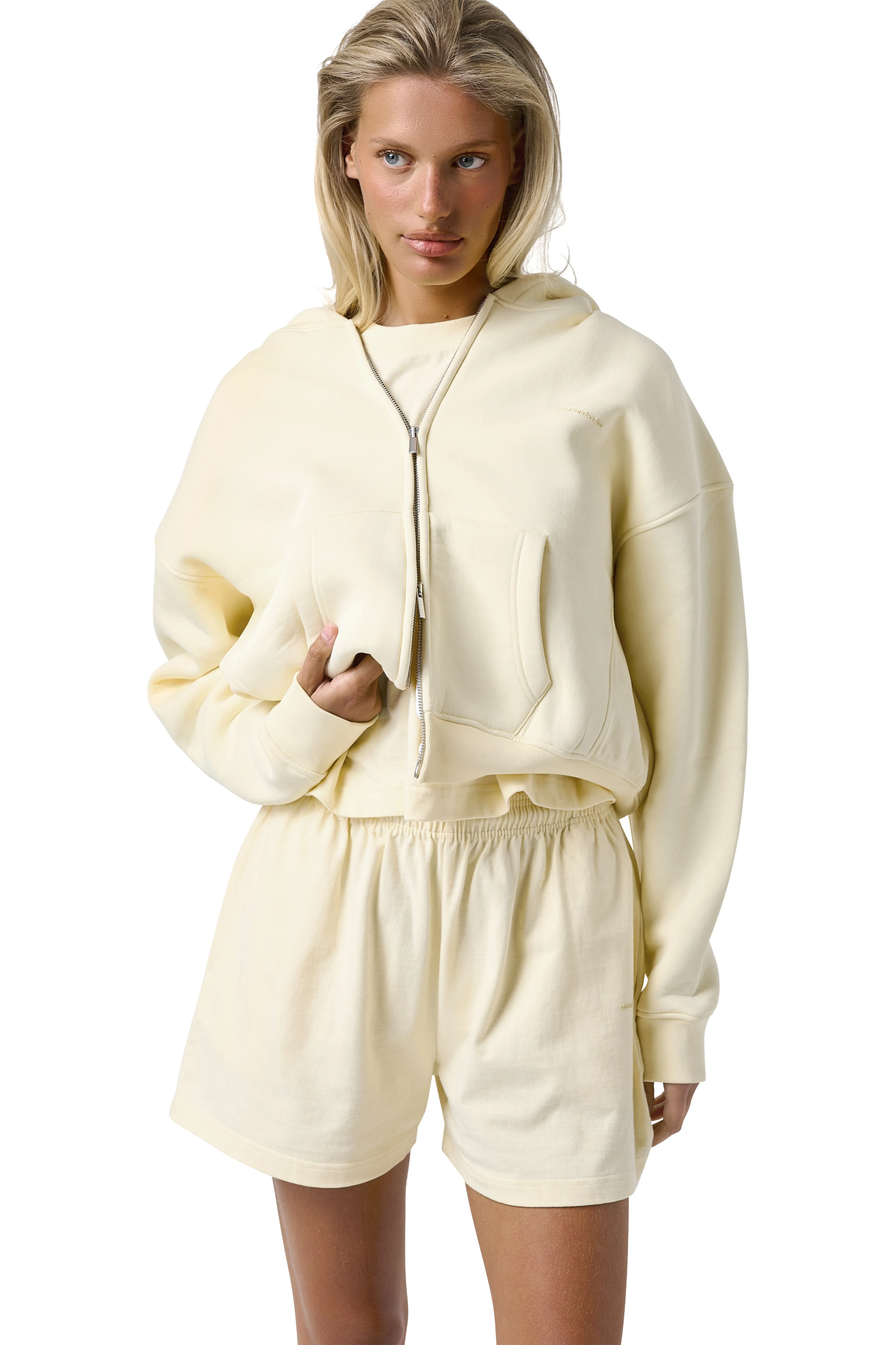 Trademark Shrunken Zip Up in Butter Yellow - Image 7