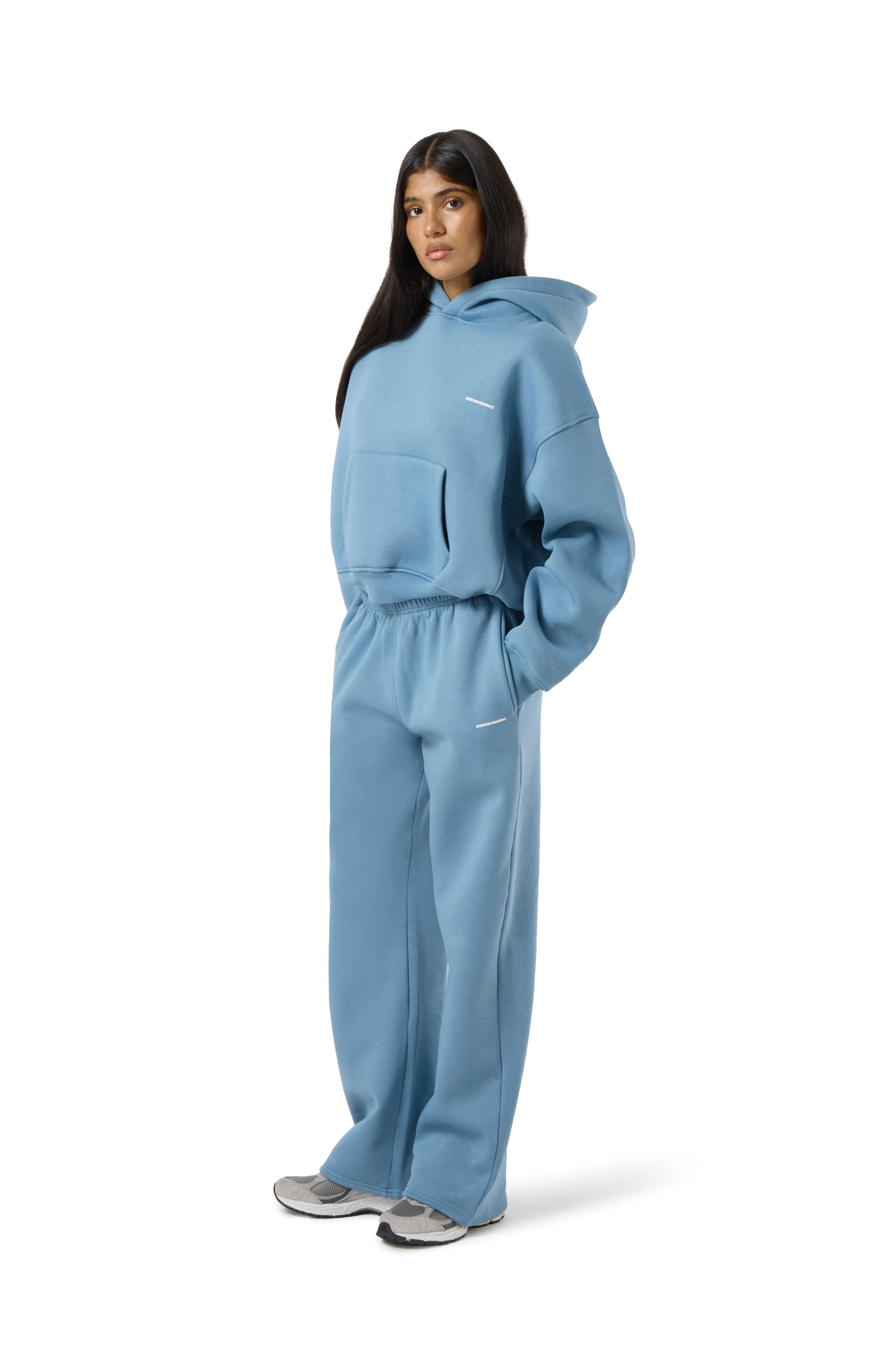 Trademark Wide Leg Sweatpants in Mid Blue - Image 4