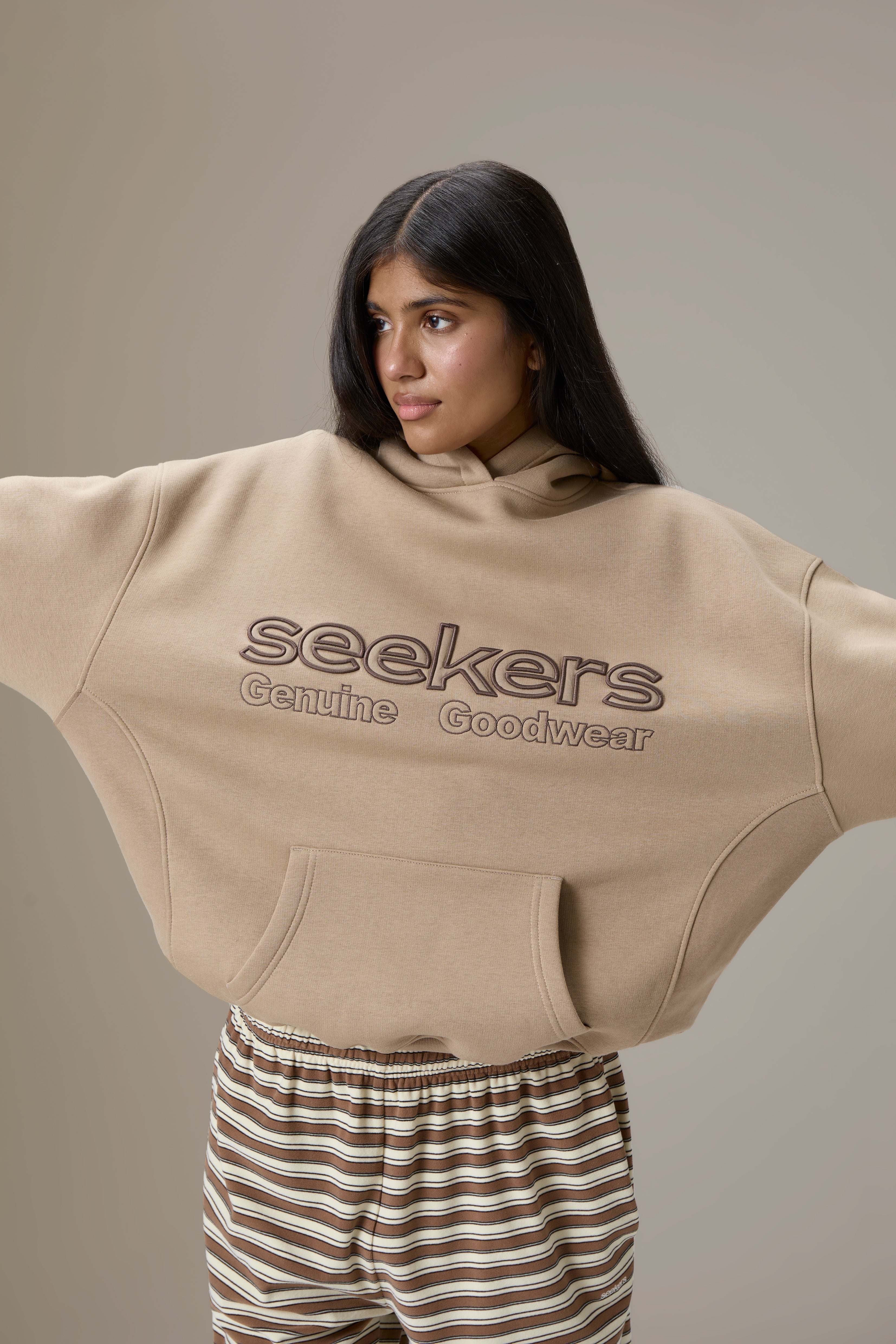 Seekers Goodwear Hoodie in Teddy Beige - Image 5