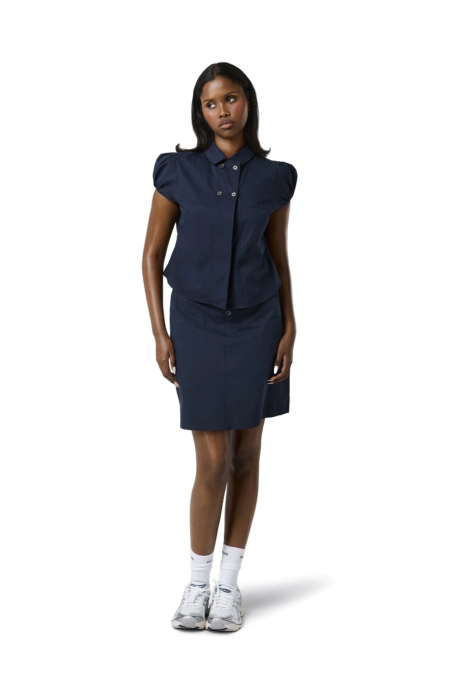 Wendy Poplin Blouse in Navy - Image 4